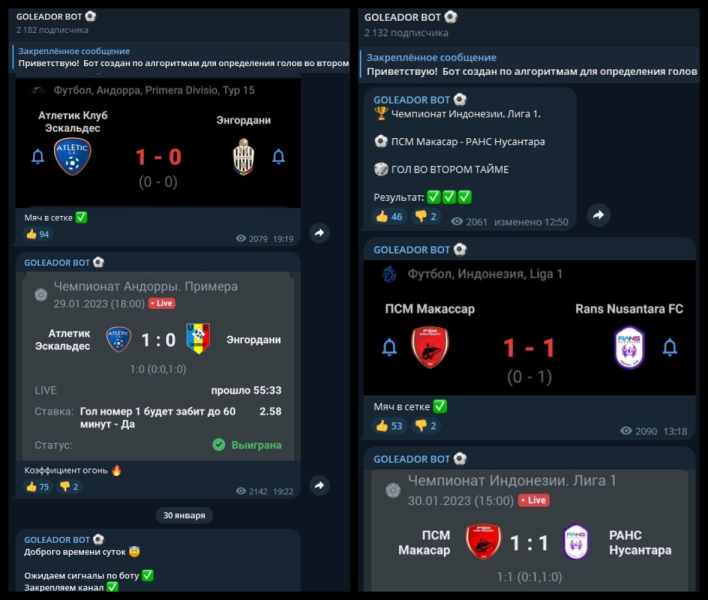 GOLEADOR BOT — отзывы о прогнозах на спорт