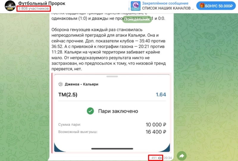 Футбольный Пророк — отзывы о ТГ-канале каппера