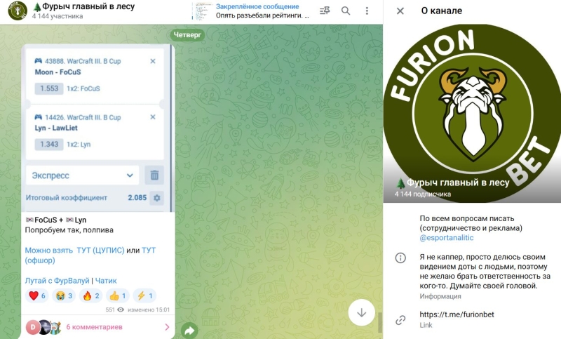 Фурыч главный в лесу — статистика прогнозов в телеграм-канале, цены, отзывы