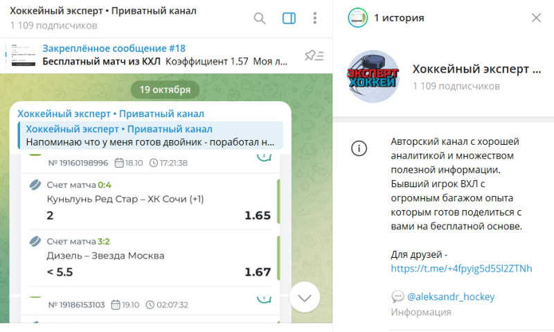 Хоккейный эксперт | Приватный канал (Александр aleksandr_hockey) – отзывы о канале в Телеграм